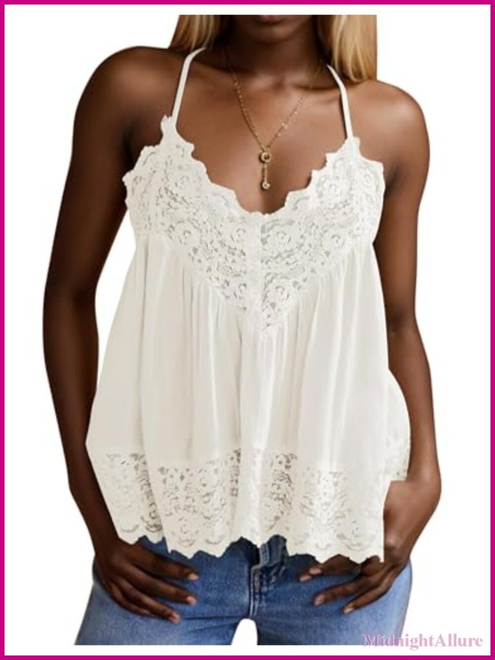 Women's Lace Camisole Tank Top Adjustable Spaghetti Straps Racerback Babydoll